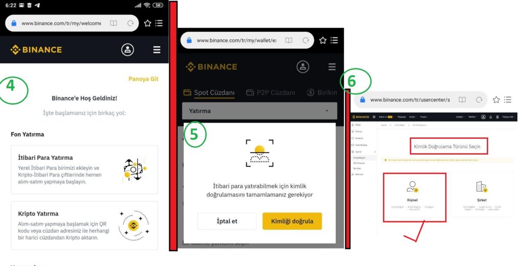 binance kayıt aşaması