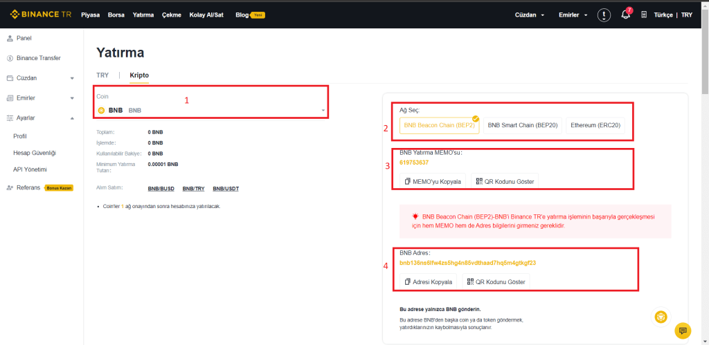 Binance TR Para Yatırma ve Çekme
