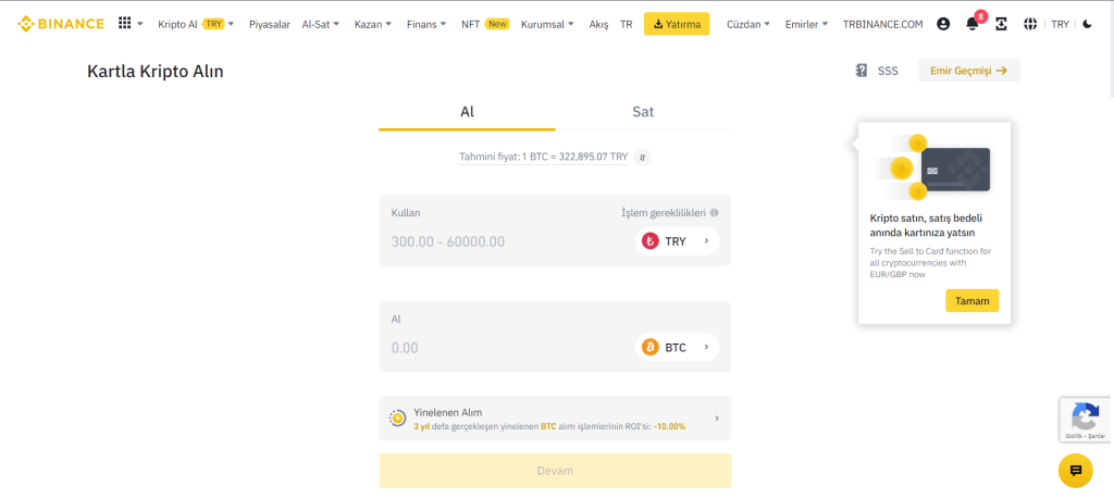 Binance’te Kredi Kartı ile Bitcoin Nasıl Alınır